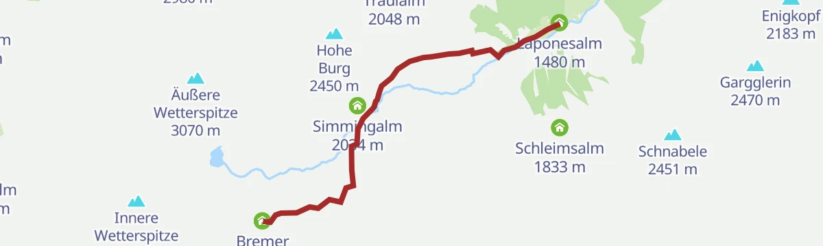 Route map: Zustieg Bremer Hütte